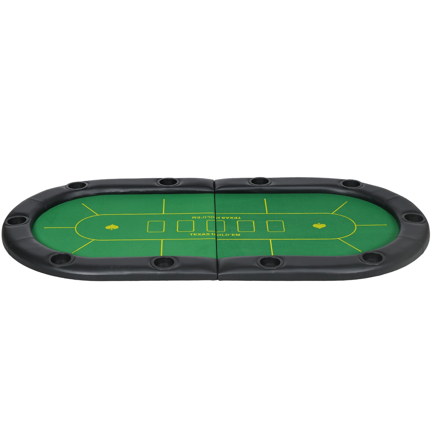 Foldable Poker Mat for 10 Players, Oval Poker Table Top with Cup Holders, Portable Poker Table Cloth with Carrying Bag, 180 x 90cm - Green