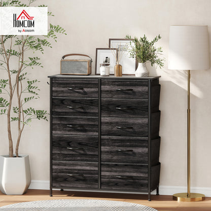 Fabric Chest of Drawers, 10 Drawer Dresser for Bedroom, Black