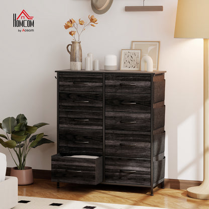 Fabric Chest of Drawers, 10 Drawer Dresser for Bedroom, Black