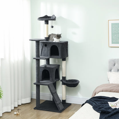 180cm Cat Tree Tower with Sisal Scratching Posts, Condos, Dark Grey