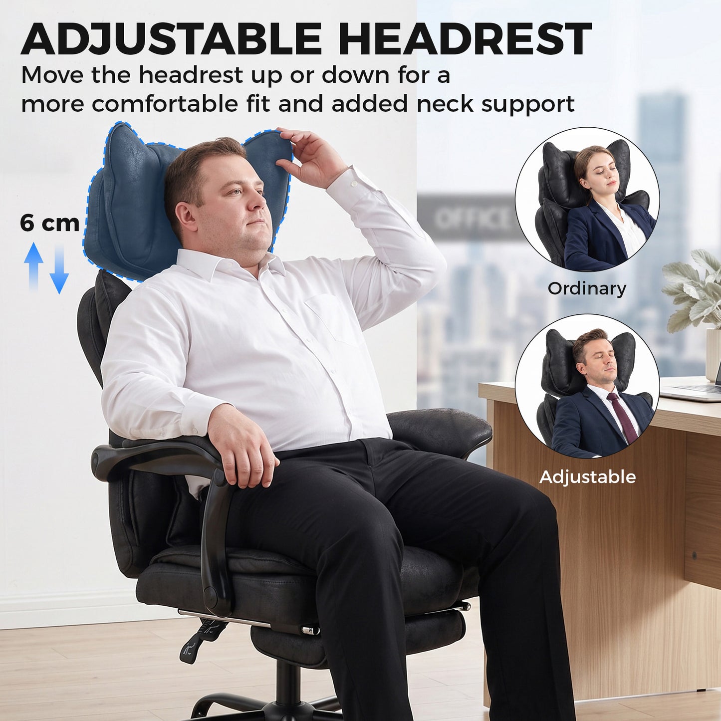 Big and Tall Office Chair with Lumbar Support, Black