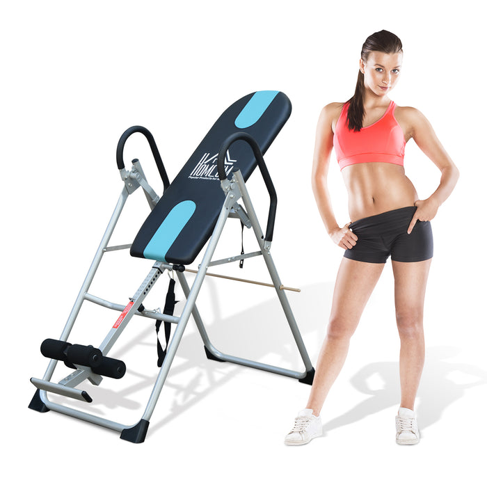 Foldable Gravity Inversion Table Back Therapy Home Fitness Bench Black