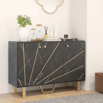 Sideboard Storage Cupboard with Metal Legs for Living Room, Black