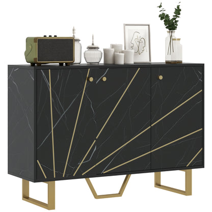 Sideboard Storage Cupboard with Metal Legs for Living Room, Black