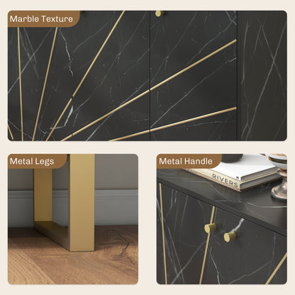 Sideboard Storage Cupboard with Metal Legs for Living Room, Black