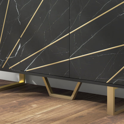 Sideboard Storage Cupboard with Metal Legs for Living Room, Black