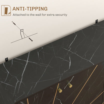 Sideboard Storage Cupboard with Metal Legs for Living Room, Black