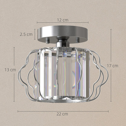 Set of 2 Crystal Ceiling Lights (E27 Bulbs Not Included) - Silver Tone