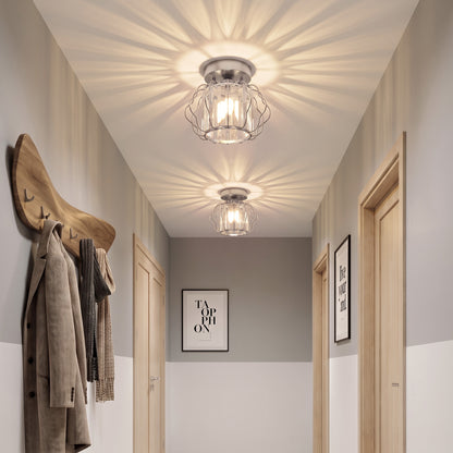 Set of 2 Crystal Ceiling Lights (E27 Bulbs Not Included) - Silver Tone