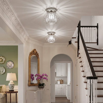 Set of 2 Crystal Ceiling Lights (E27 Bulbs Not Included) - Silver Tone