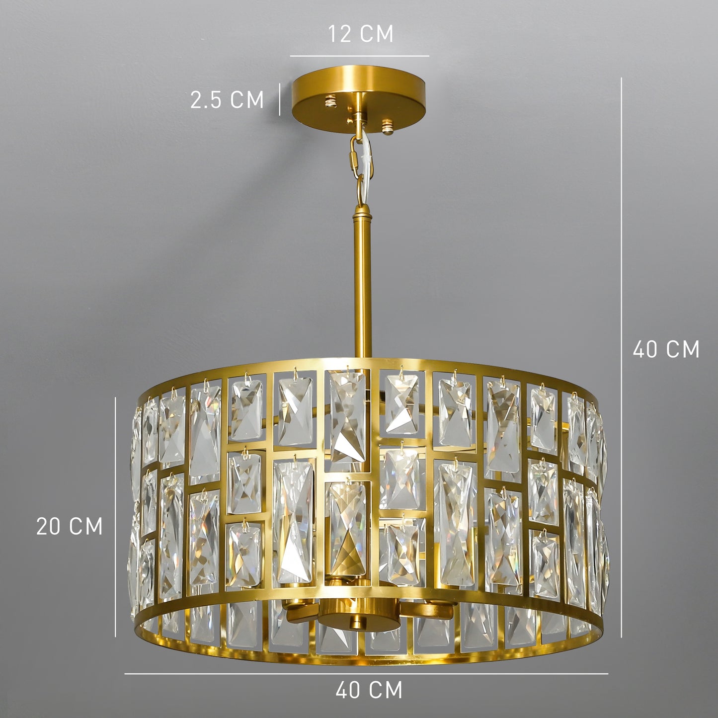 Modern Flush Mount Ceiling Light, Crystal Chandelier for Living Room