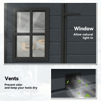 10 x 4 ft Plastic Garden Shed with Floor, Lockable Doors Dark Grey