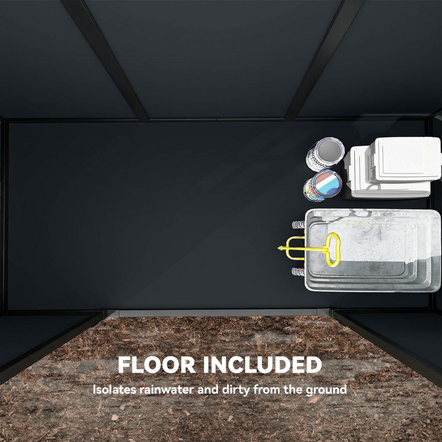 10 x 4 ft Plastic Garden Shed with Floor, Lockable Doors Dark Grey