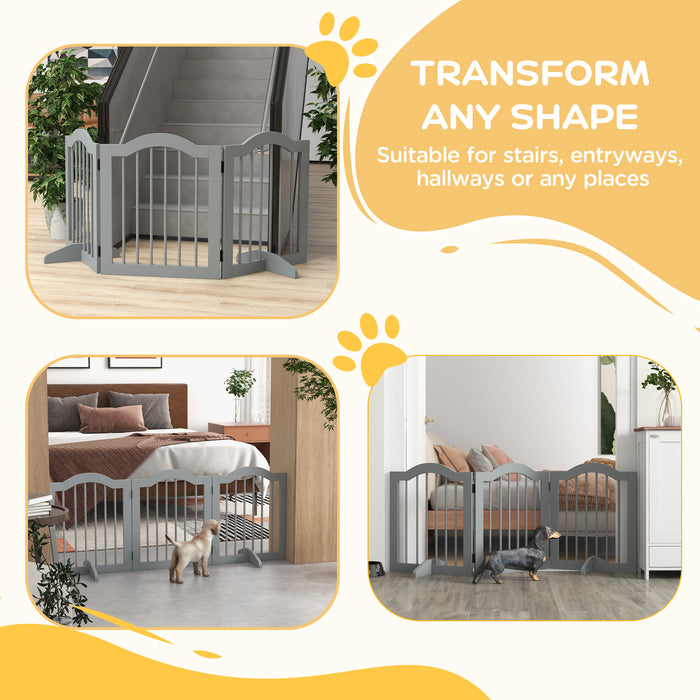 Freestanding Pet Gate Barrier 3 Pannel w/ Support Feet Light Grey