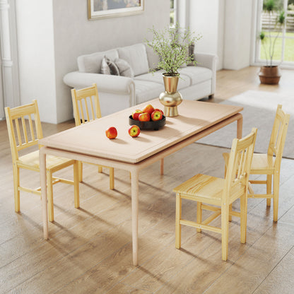 Dining Chairs Set of 2, Pine Wood Frame, Slat Back, Kitchen, Natural