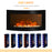 Led Wall Mounted Fireplace Curved Glass Electric Fire Place Fire Place 7 Colour Side Lights Slimline, 1000/2000W, 89.2cm x 48cm