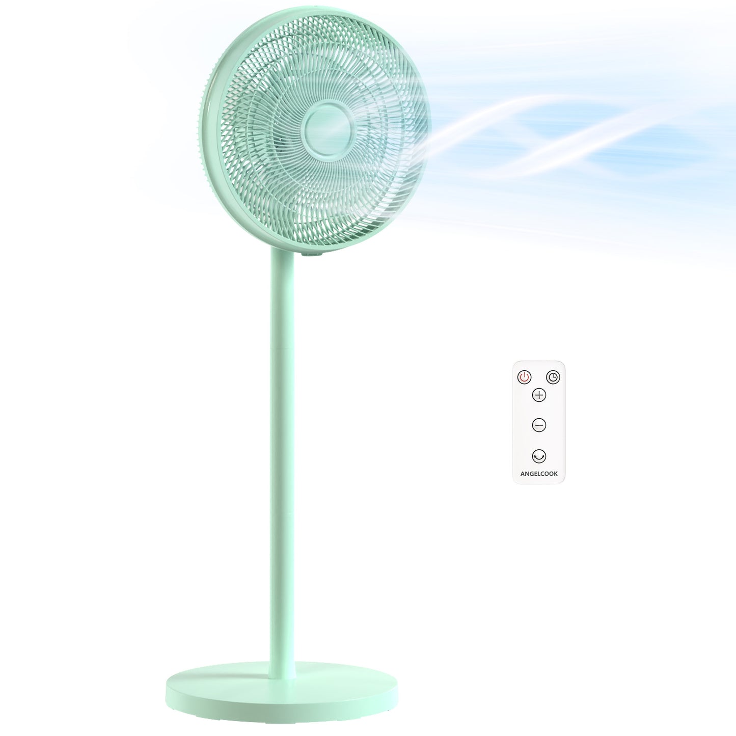 40 cm Standing Pedestal Fan, Quiet Electric Cooling Floor Fan, Green