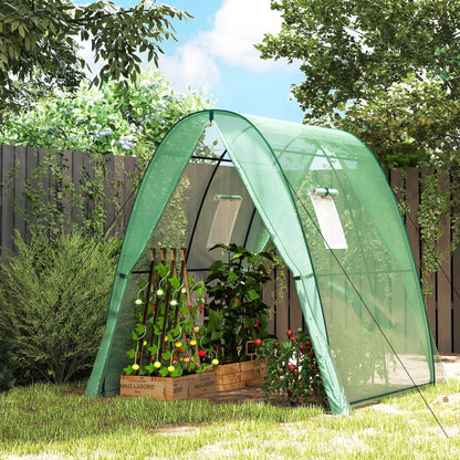 Portable Greenhouse Gardening Plant Hot House with 2 Doors, Green