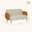 Modern 2 Seater Sofa w/ Rubber Wood Legs 130 x 74 x 76cm Cream Orange