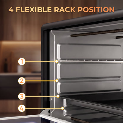 1600W 30L Mini Oven with Adjustable Temperature and 60-Minute Timer - Black