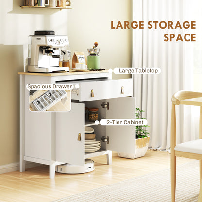 Sideboard with Drawer, Adjustable Shelf for Living Room, White