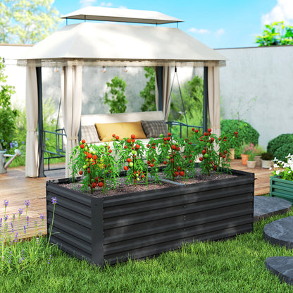 Galvanised Steel Outdoor Raised Bed w/ Reinforced Rods, Black