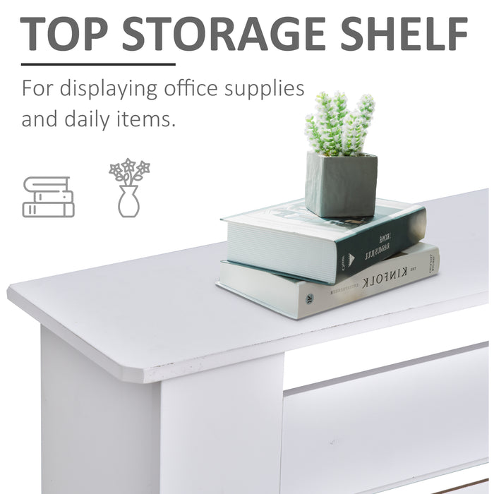 MDF Extendable Radiator Cover Cabinet Shelving Home Office Slatted Design White 139-208.5L x 20.5W x 82.5H cm