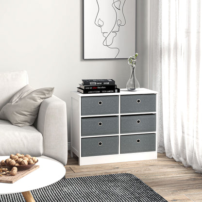 Chests of Drawer Fabric Dresser Storage Cabinet w/ 6 Drawers for Bedroom