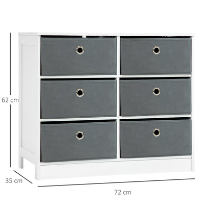 Chests of Drawer Fabric Dresser Storage Cabinet w/ 6 Drawers for Bedroom