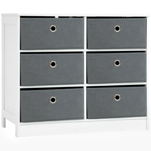 Chests of Drawer Fabric Dresser Storage Cabinet w/ 6 Drawers for Bedroom