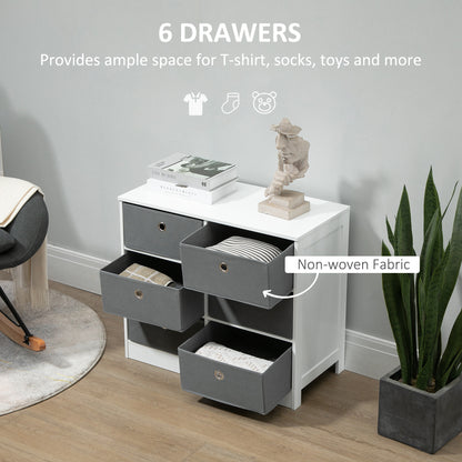 Chests of Drawer Fabric Dresser Storage Cabinet w/ 6 Drawers for Bedroom