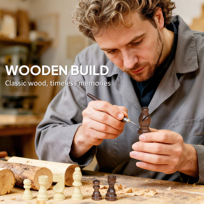 15 Inch Chess Set, Foldable Chess and Draughts Set, Brown