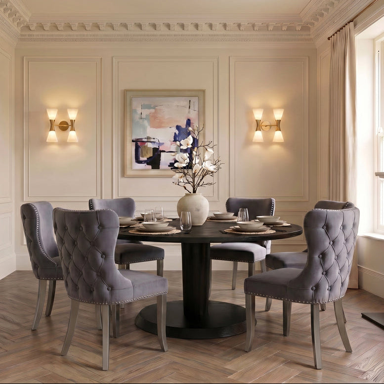 Margonia Dining Chair - Storm Grey with Pewter Legs