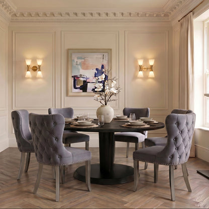 Margonia Dining Chair - Storm Grey with Pewter Legs
