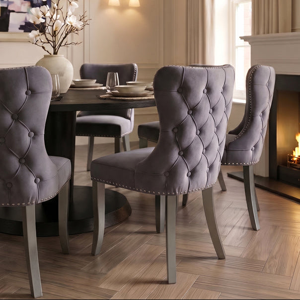 Margonia Dining Chair - Storm Grey with Pewter Legs