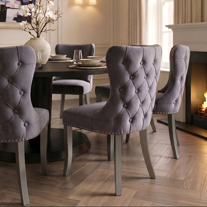 Margonia Dining Chair - Storm Grey with Pewter Legs