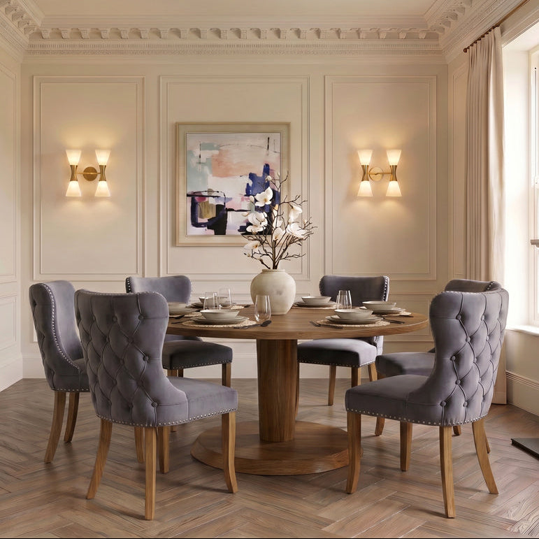 Margonia Dining Chair - Storm Grey - Natural legs