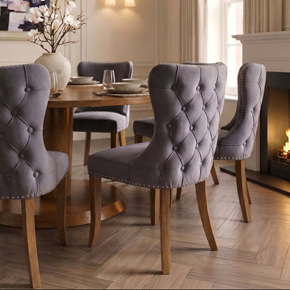 Margonia Dining Chair - Storm Grey - Natural legs