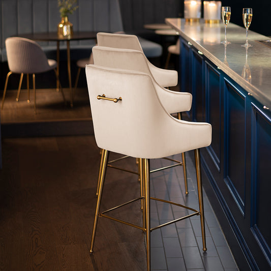 Mason Bar Stool - Chalk - Brushed Gold Legs