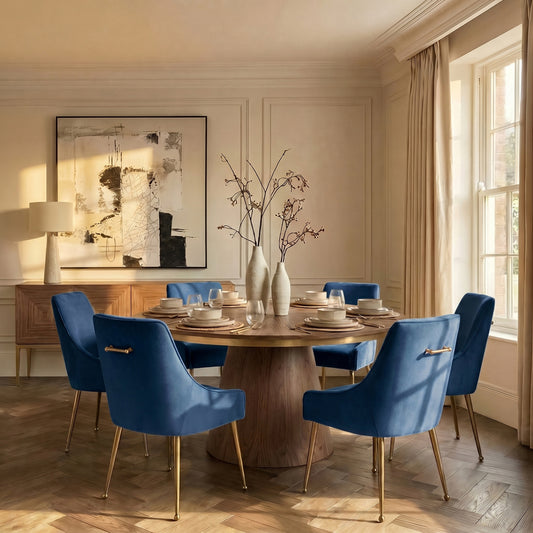 Mason Dining Chair Navy Blue - Brushed Gold Legs