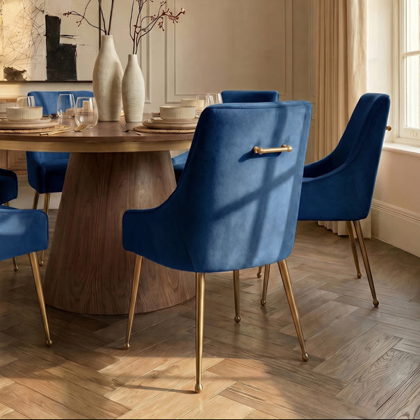 Mason Dining Chair Navy Blue - Brushed Gold Legs
