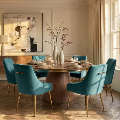 Mason Dining Chair Peacock - Brushed Gold Legs
