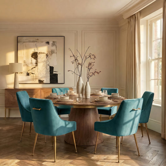 Mason Dining Chair Peacock - Brushed Gold Legs