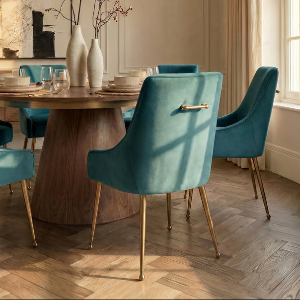 Mason Dining Chair Peacock - Brushed Gold Legs