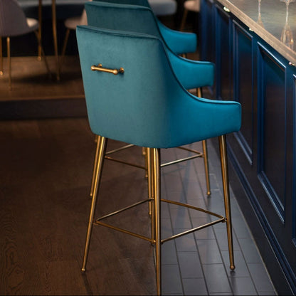 Mason Bar Stool - Peacock - Brushed Gold Legs