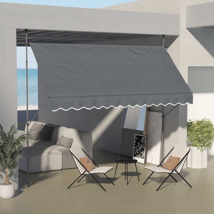 3.5 x 1.2m Retractable Awning, Free Standing Patio Sun Shade Shelter, UV Resistant, for Window and Door, Grey