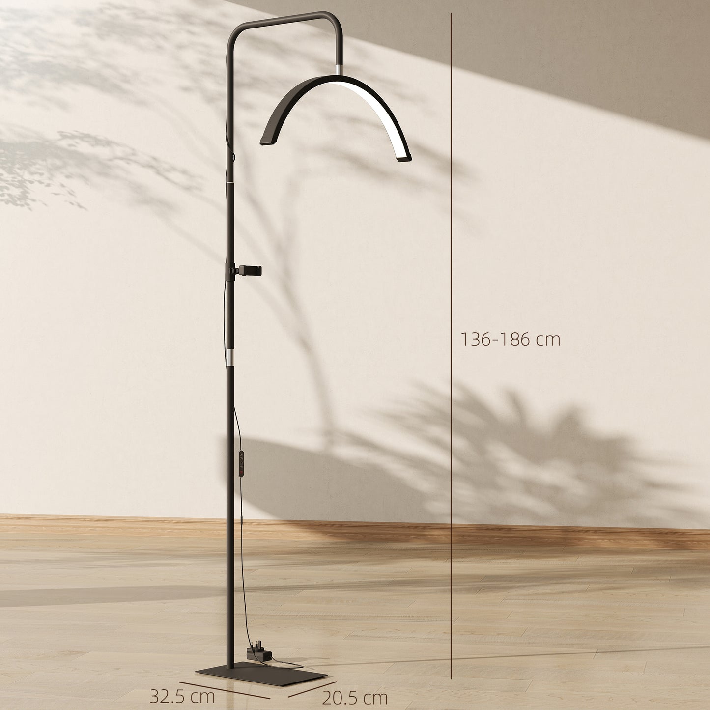 RGB Floor Lamp with 3 Rotatable Head, Modern Standing Lamp, Black