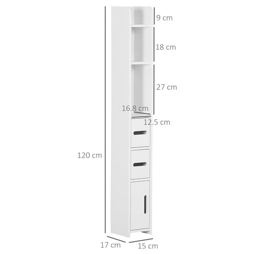 Freestanding Bathroom Cabinet w/ Open Shelves 3 Cupboards, White