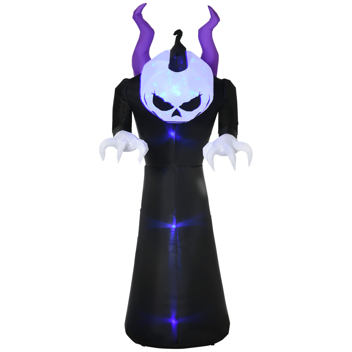 7' Inflatable Halloween Ghost with Horns Lighted Outdoor Decoration
