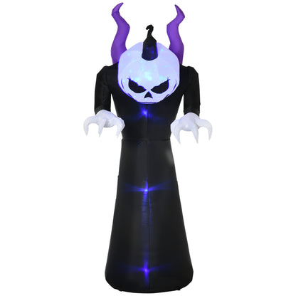 7' Inflatable Halloween Ghost with Horns Lighted Outdoor Decoration